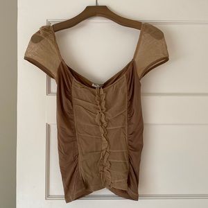 Miu miu stretchy and shirred mesh top.